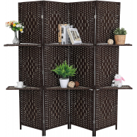 Decorative Freestanding Black  Brown Woven Design Wood Privacy Room Divider  display